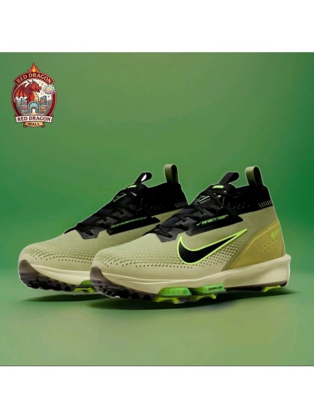 Nike Infinity Tour 2 GORE-TEX Dusty Olive Volt Golf Shoe FV4897-300 - Men's 10.5